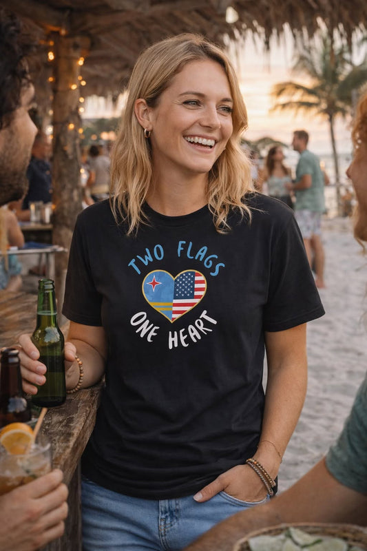 Two Flags One Heart Aruba USA T-Shirt