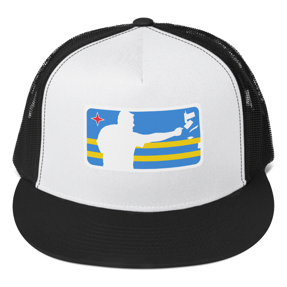 ARUBA Napkin Throwers Trucker Hat Black/ White/ Black | 222 Threads