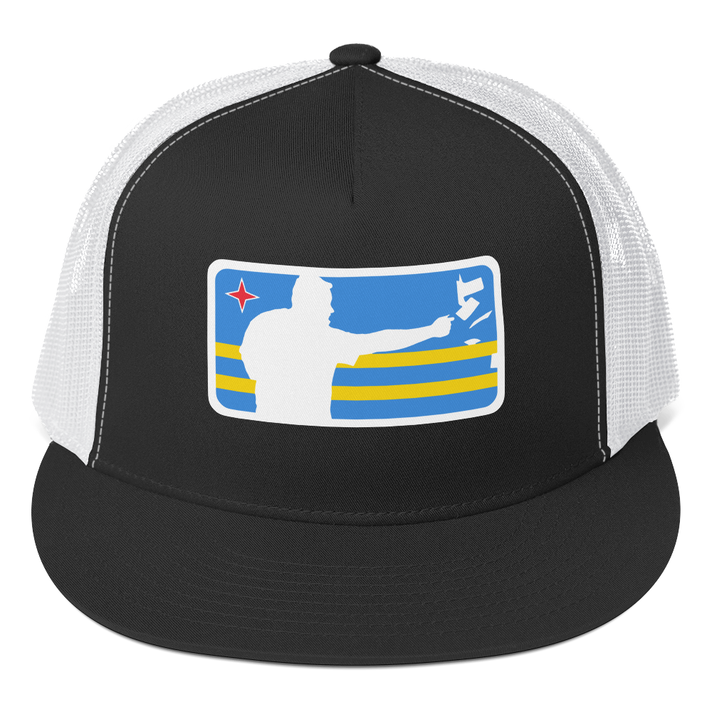 ARUBA Napkin Throwers Trucker Hat Black/ White | 222 Threads