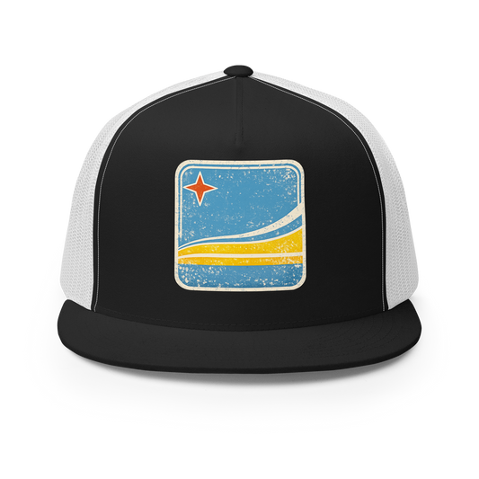 Aruba Flag Retro Trucker Cap Black/ White | 222 Threads