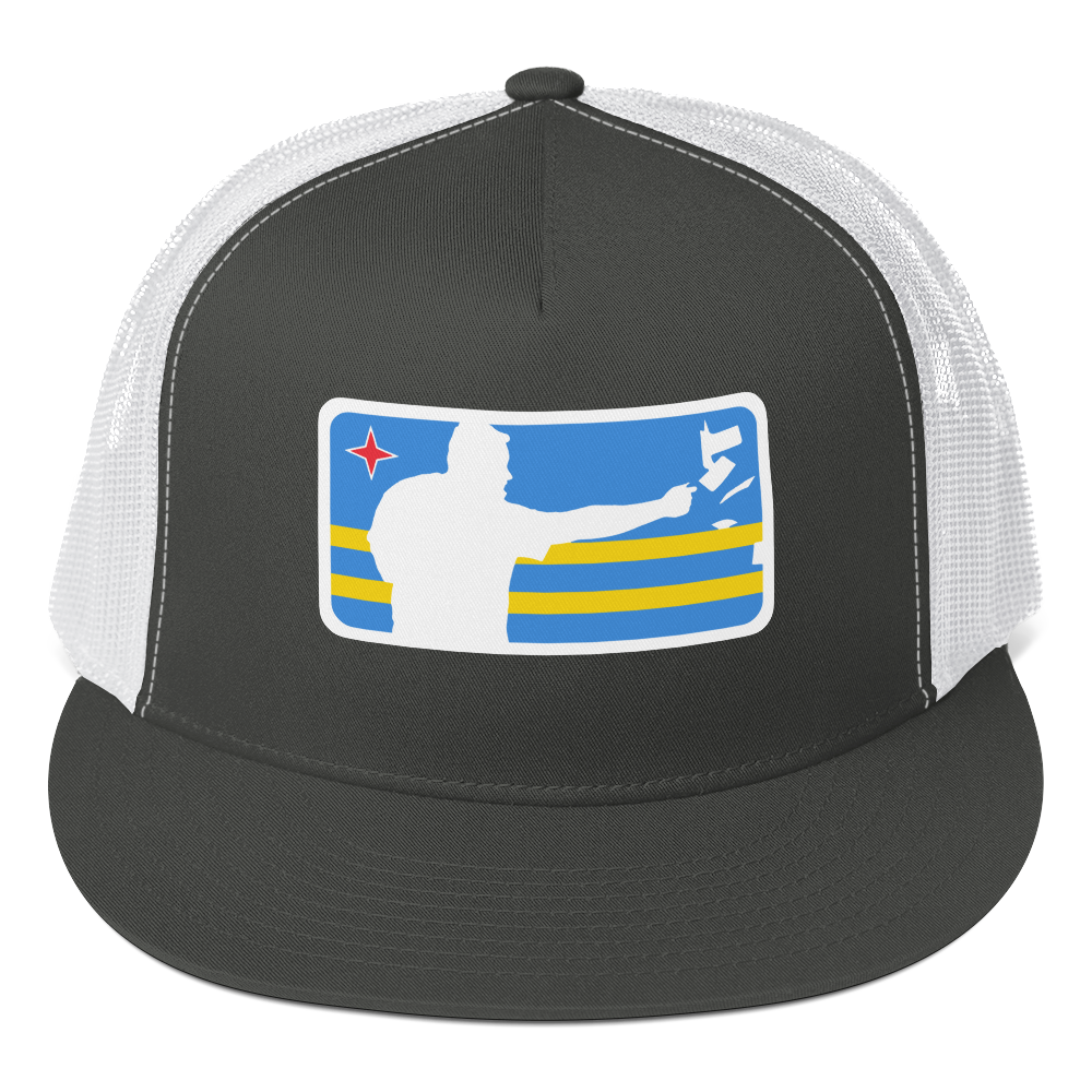 ARUBA Napkin Throwers Trucker Hat Charcoal/ White | 222 Threads