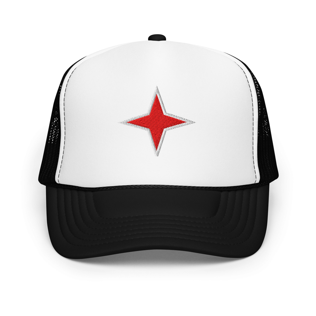 Aruba Red Star Foam Trucker Hat Black / White / Black | 222 Threads