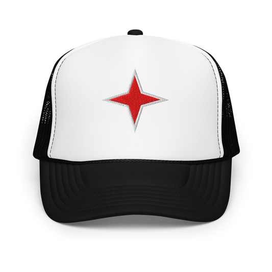Aruba Red Star Foam Trucker Hat Black / White / Black | 222 Threads