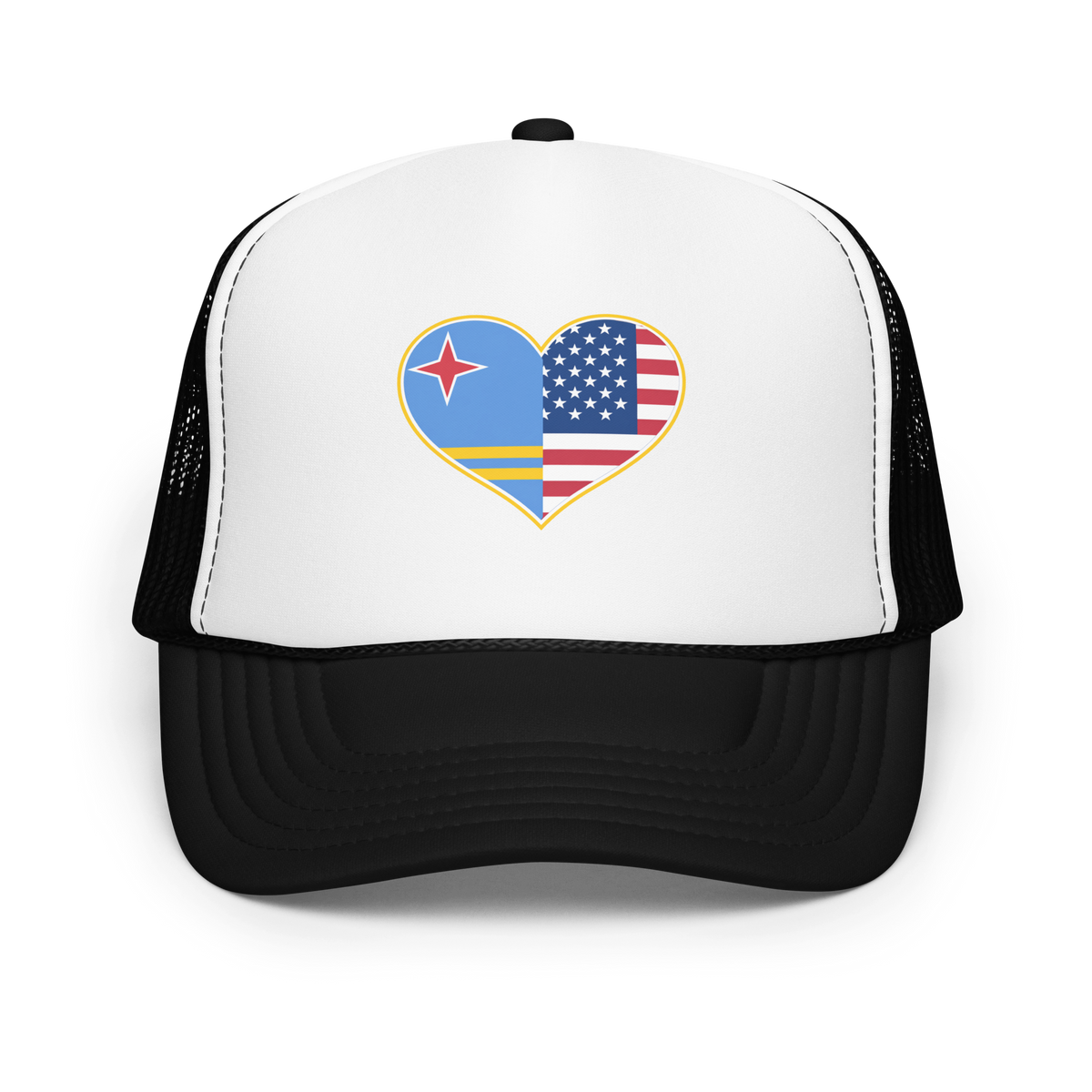 Aruba And USA Foam Trucker Hat Black / White / Black | 222 Threads