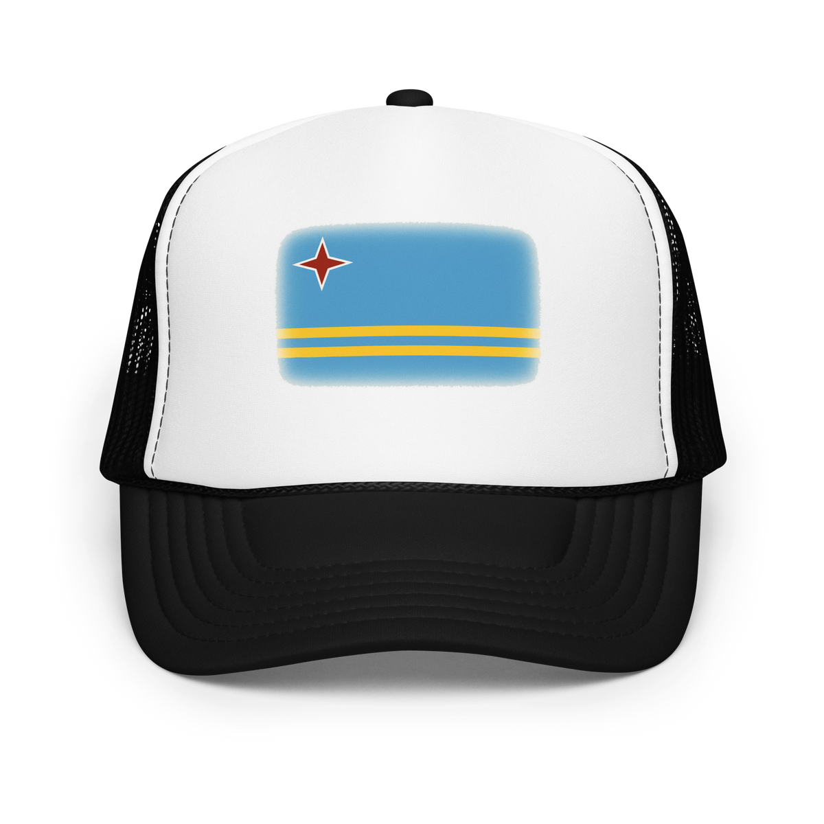 Aruba Foam Trucker Hat Black / White / Black | 222 Threads