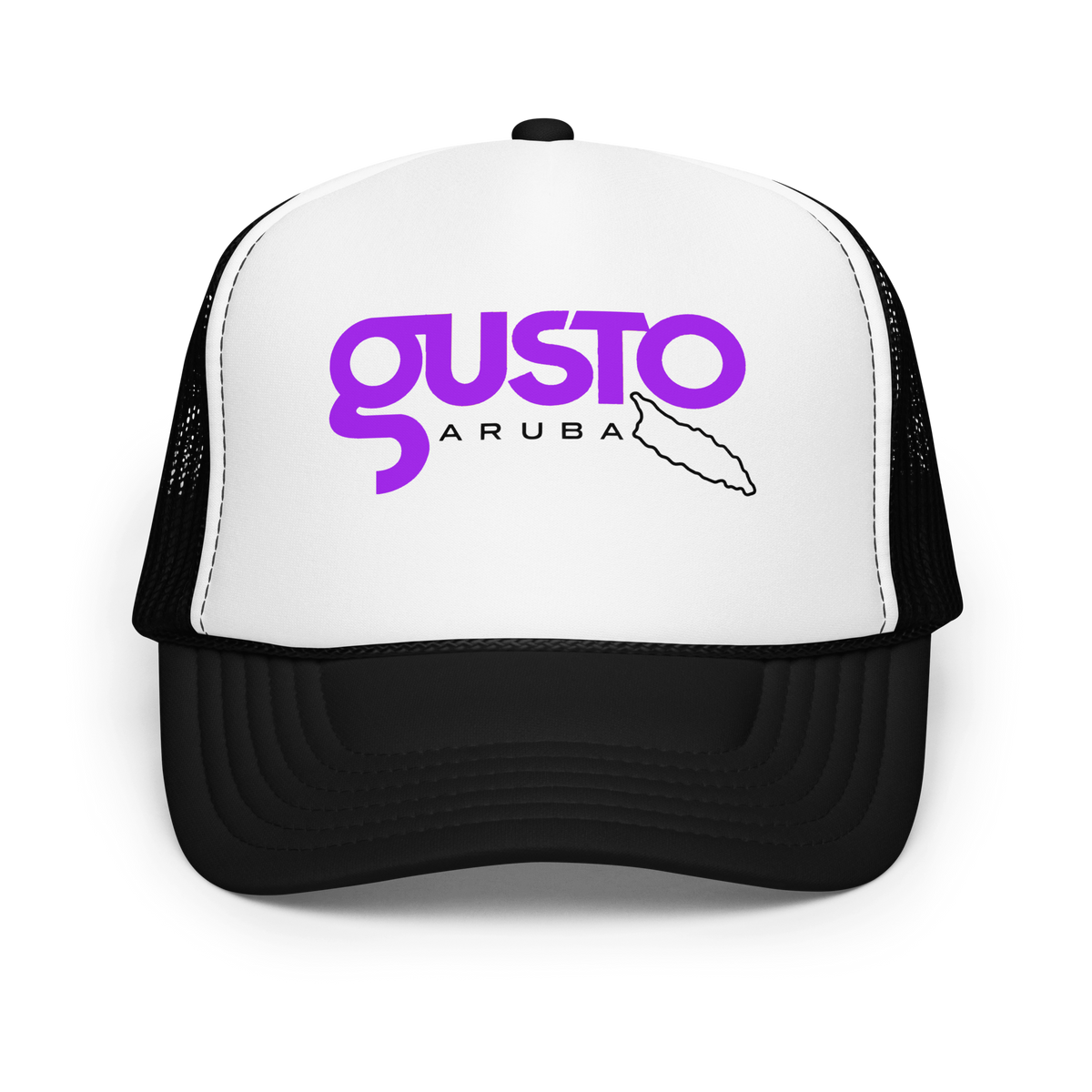 Gusto Aruba Foam Trucker Hat Black / White / Black | 222 Threads