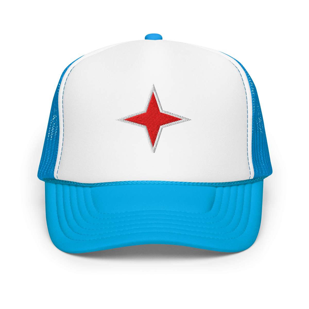 Aruba Red Star Foam Trucker Hat Blue / White / Blue | 222 Threads