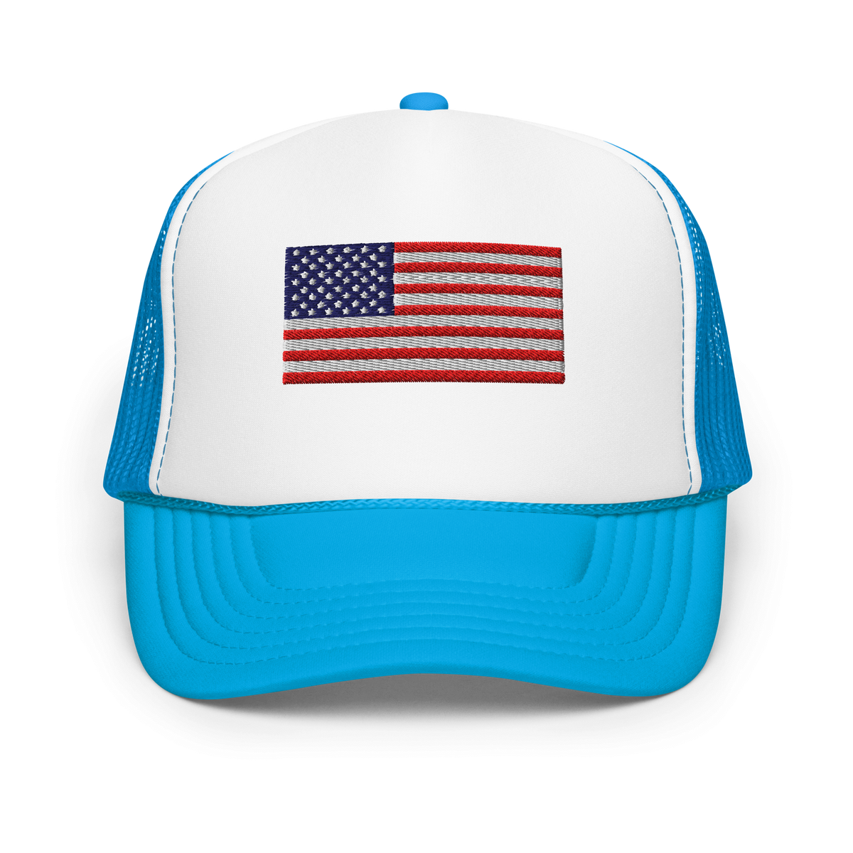 USA Flag Foam Trucker Hat Blue / White / Blue | 222 Threads