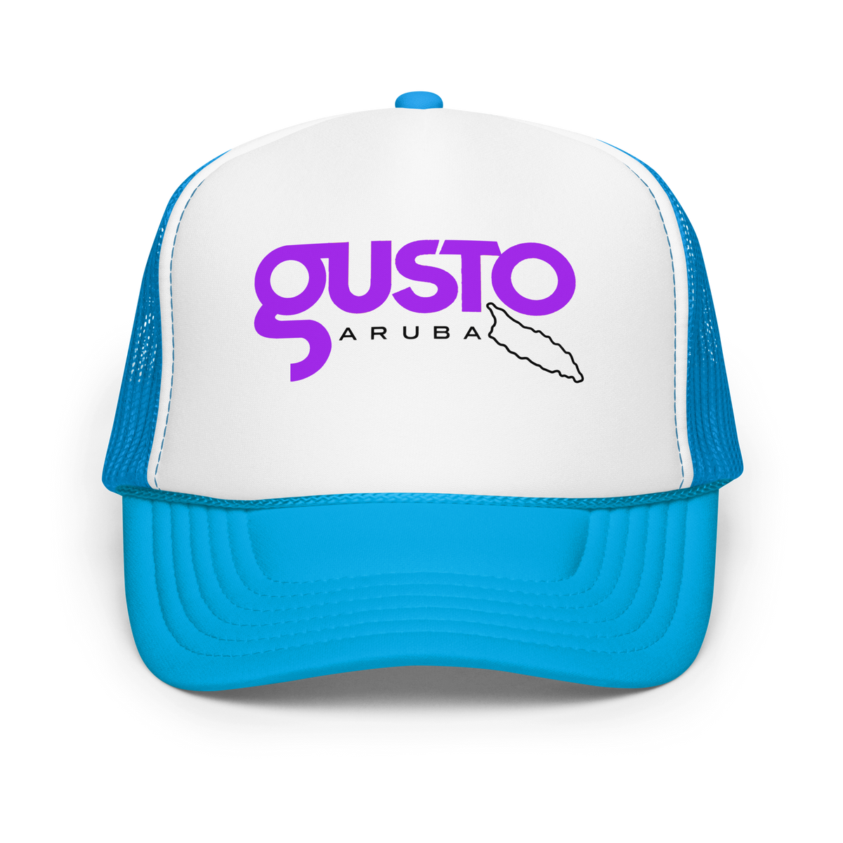 Gusto Aruba Foam Trucker Hat Blue / White / Blue | 222 Threads