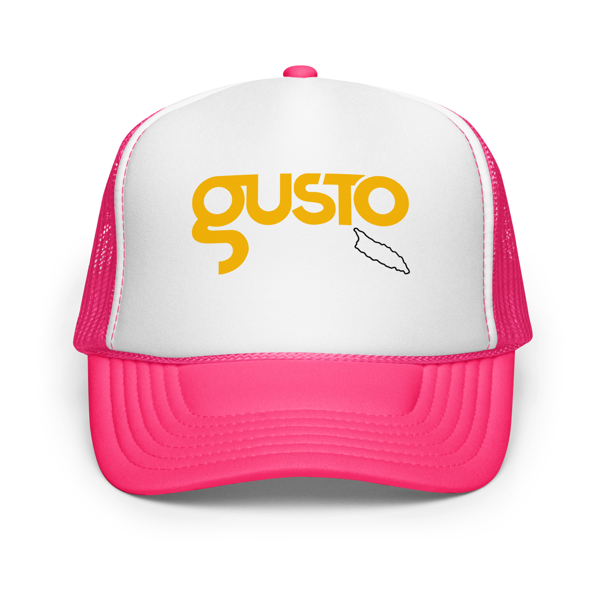 Gusto Aruba Foam Trucker Hat Hot Pink/ White/ Hot Pink | 222 Threads
