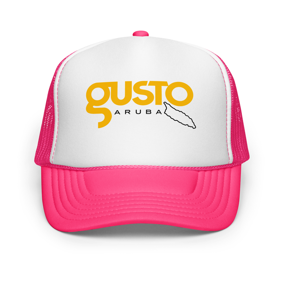 Gusto Aruba Foam Trucker Hat Hot Pink/ White/ Hot Pink | 222 Threads