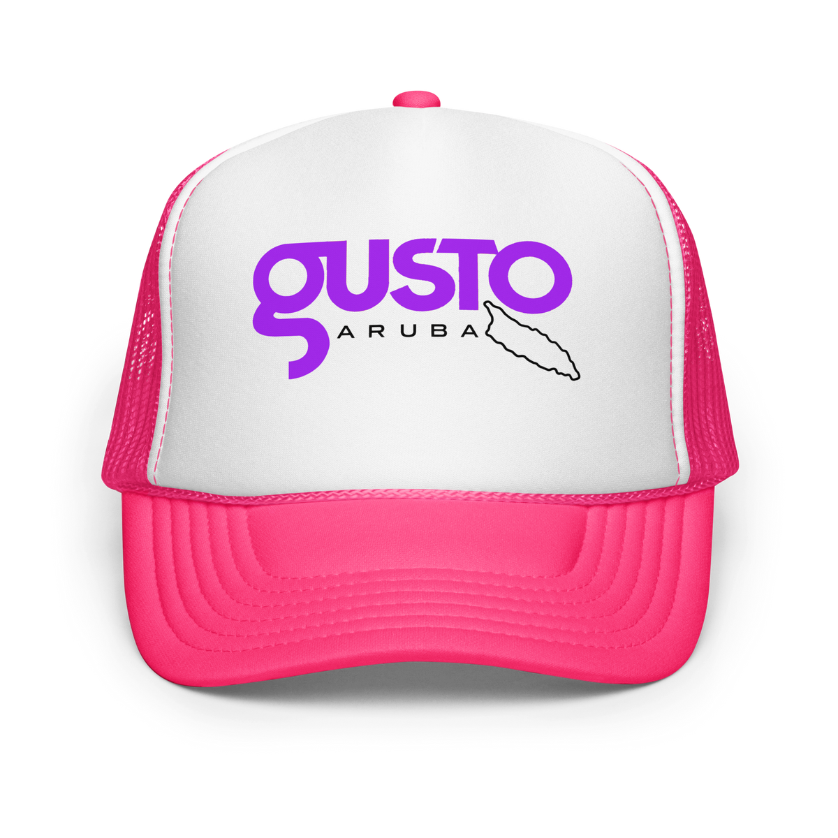 Gusto Aruba Foam Trucker Hat Hot Pink/ White/ Hot Pink | 222 Threads