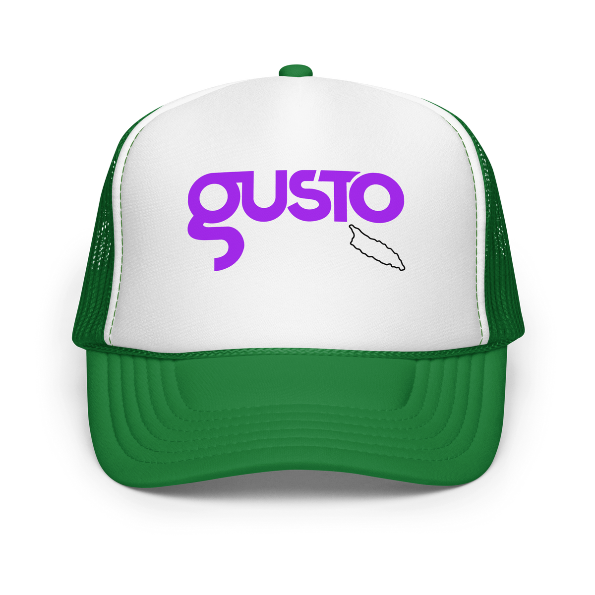 Gusto Aruba Foam Trucker Hat Kelly/ White/ Kelly | 222 Threads