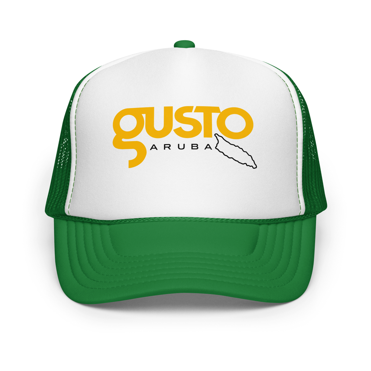 Gusto Aruba Foam Trucker Hat Kelly/ White/ Kelly | 222 Threads