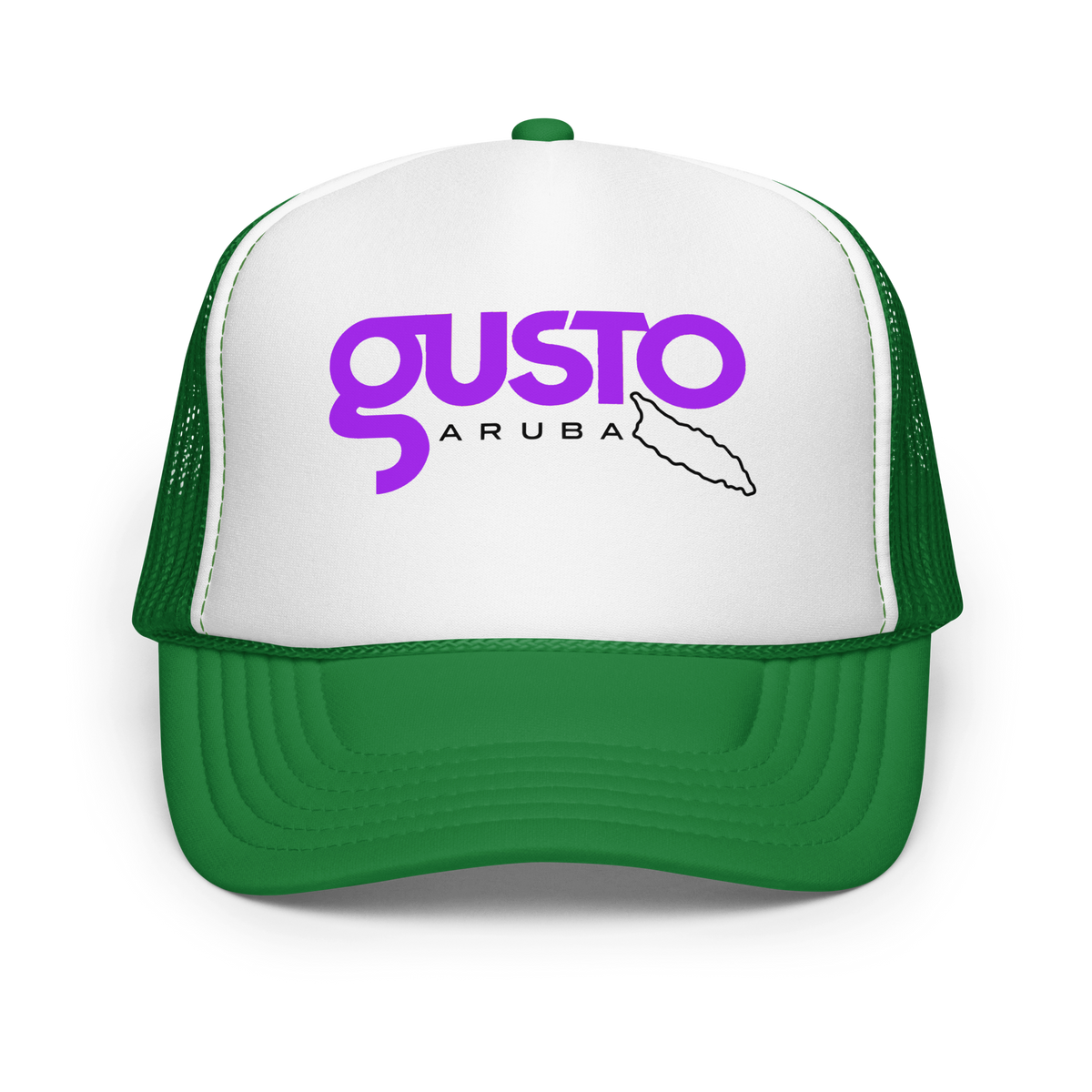 Gusto Aruba Foam Trucker Hat Kelly/ White/ Kelly | 222 Threads