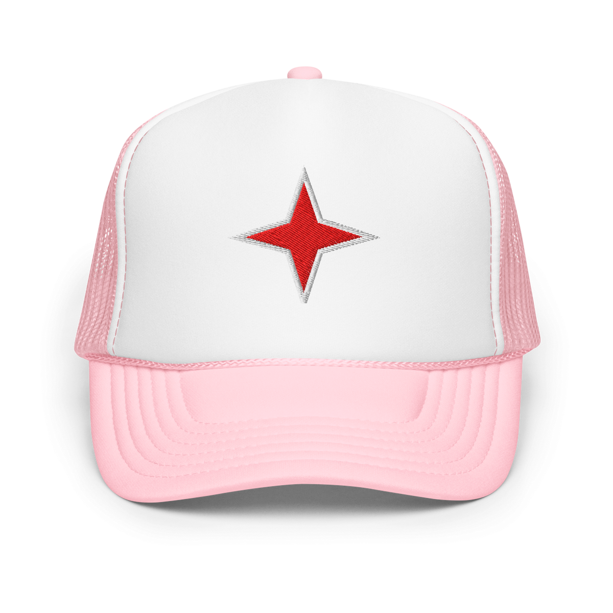 Aruba Red Star Foam Trucker Hat Light Pink / White / Light Pink | 222 Threads