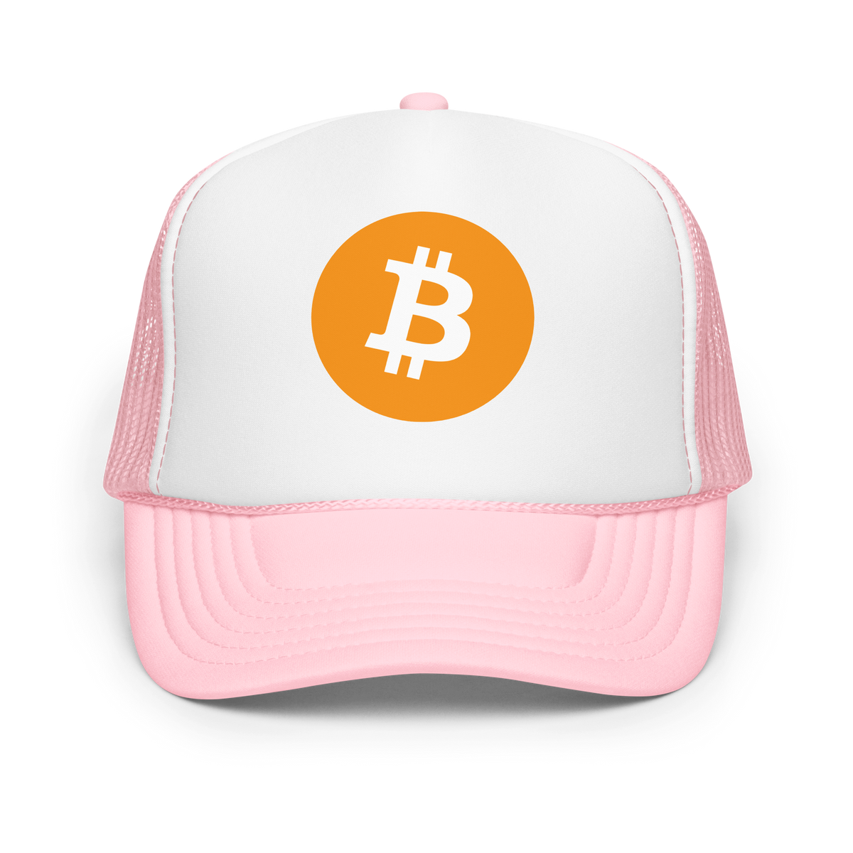Bitcoin Foam Trucker Hat Light Pink / White / Light Pink | 222 Threads