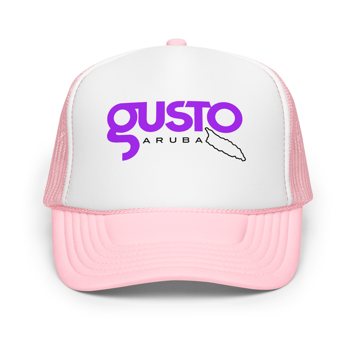 Gusto Aruba Foam Trucker Hat Light Pink / White / Light Pink | 222 Threads