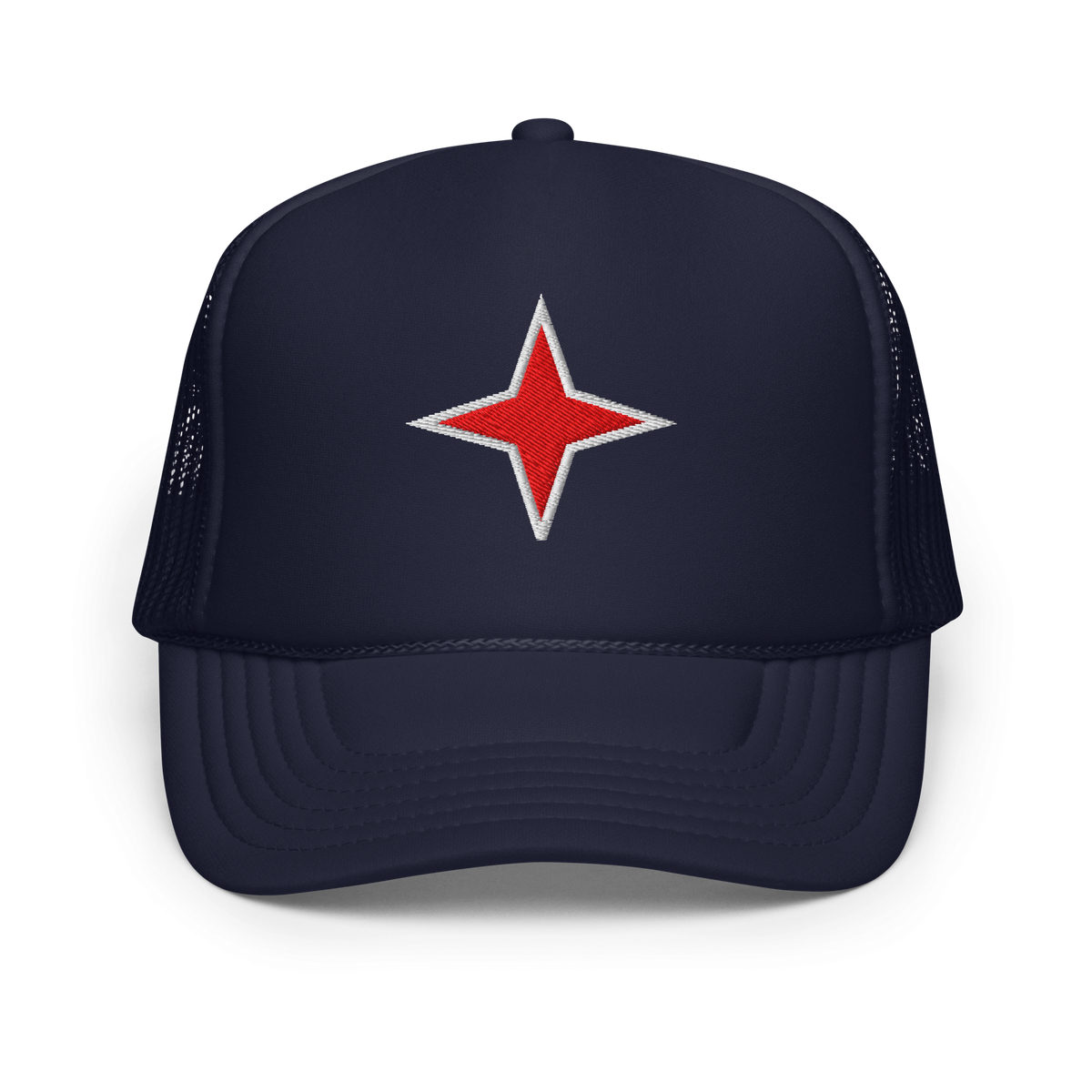 Aruba Red Star Foam Trucker Hat Navy | 222 Threads