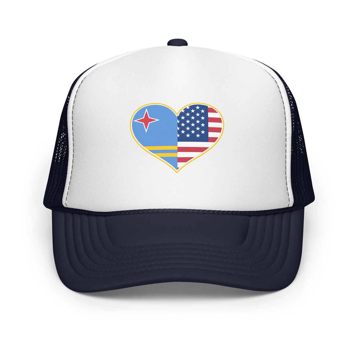 Aruba And USA Foam Trucker Hat Navy/ White/ Navy | 222 Threads