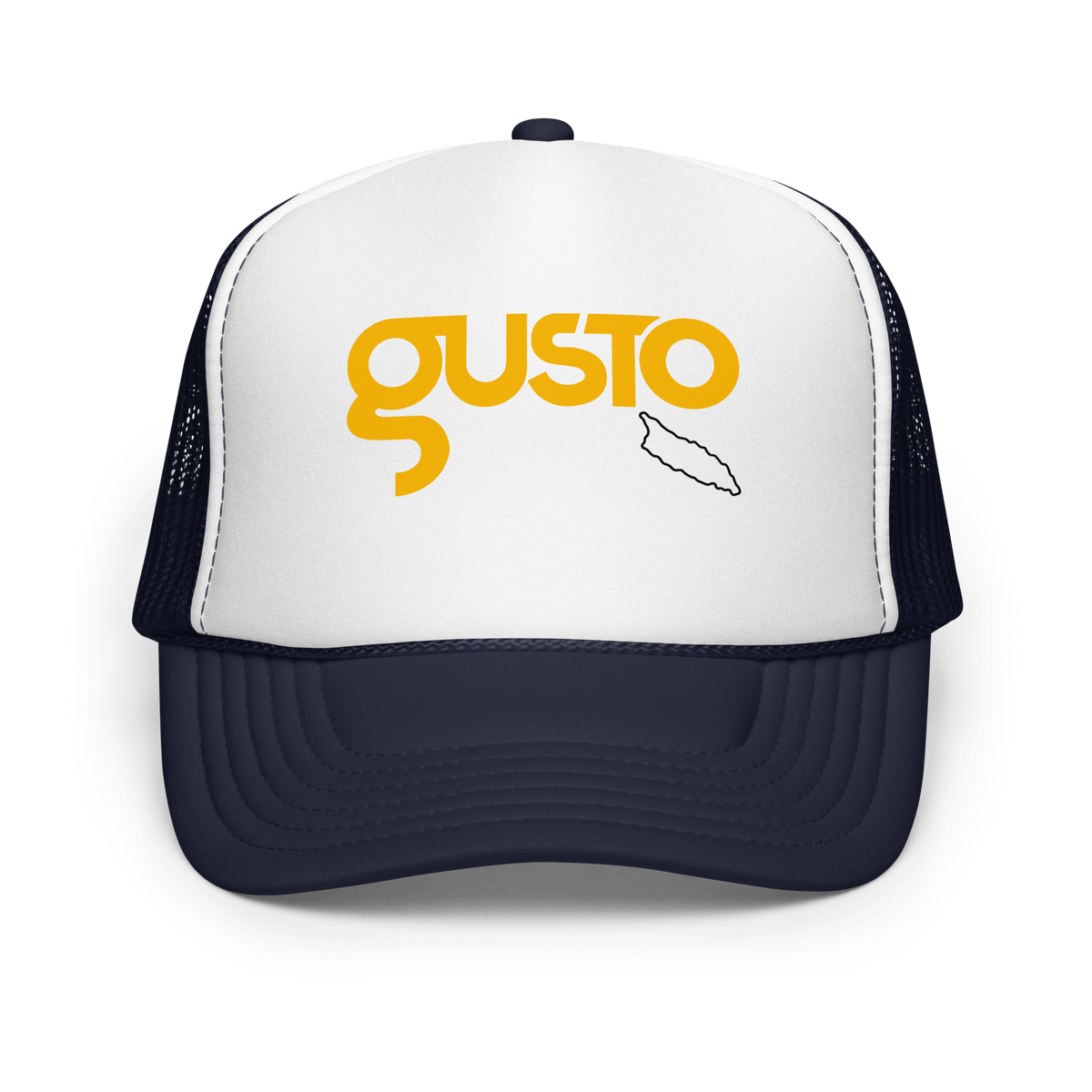 Gusto Aruba Foam Trucker Hat Navy/ White/ Navy | 222 Threads
