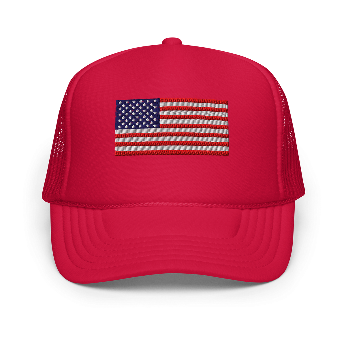 USA Flag Foam Trucker Hat Red | 222 Threads