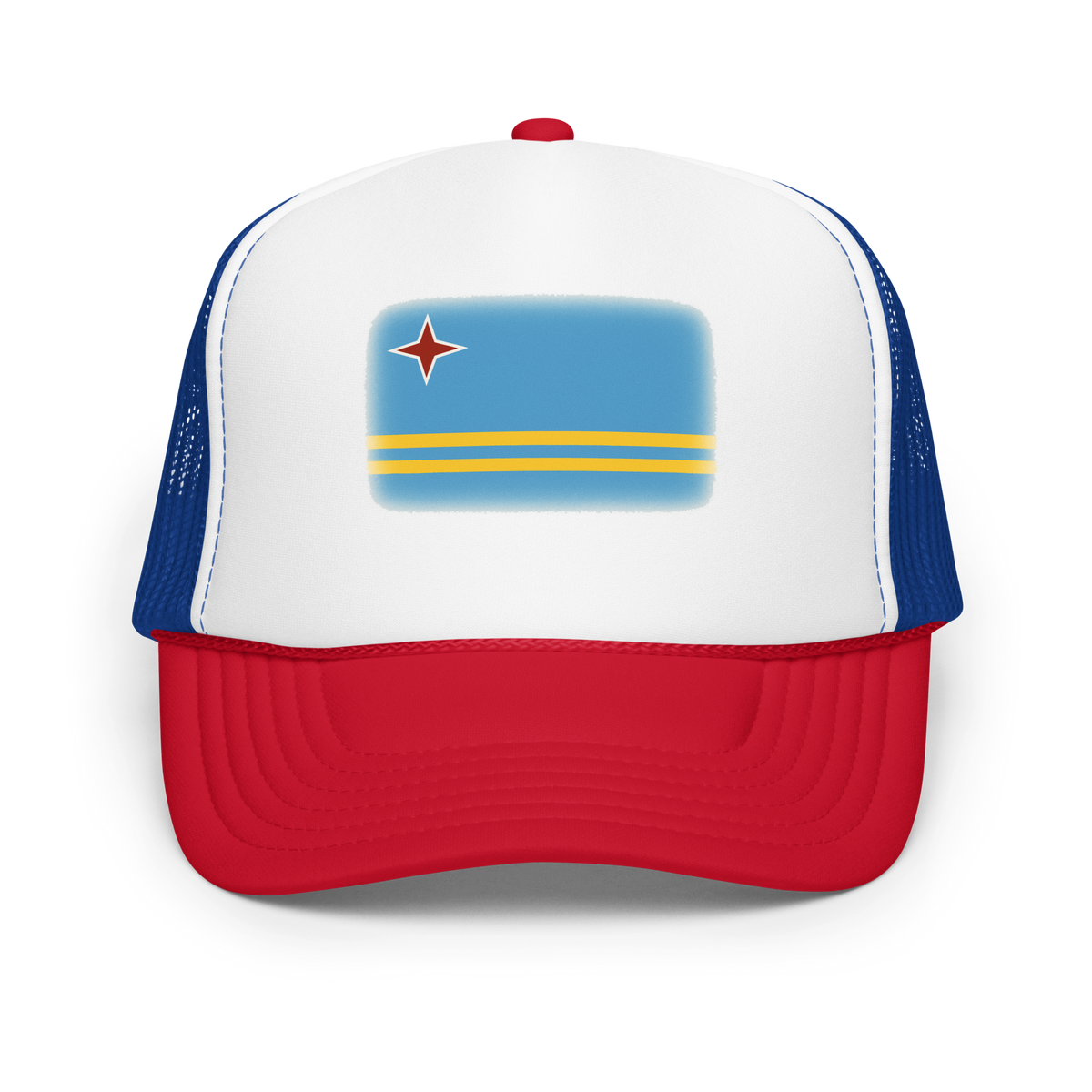 Aruba Foam Trucker Hat Red / White / Royal | 222 Threads