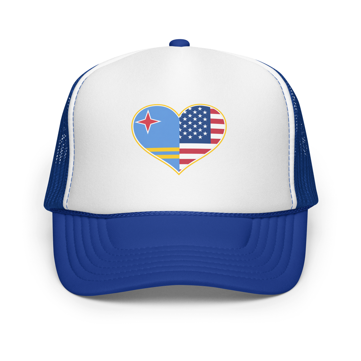Aruba And USA Foam Trucker Hat Royal/ White/ Royal | 222 Threads