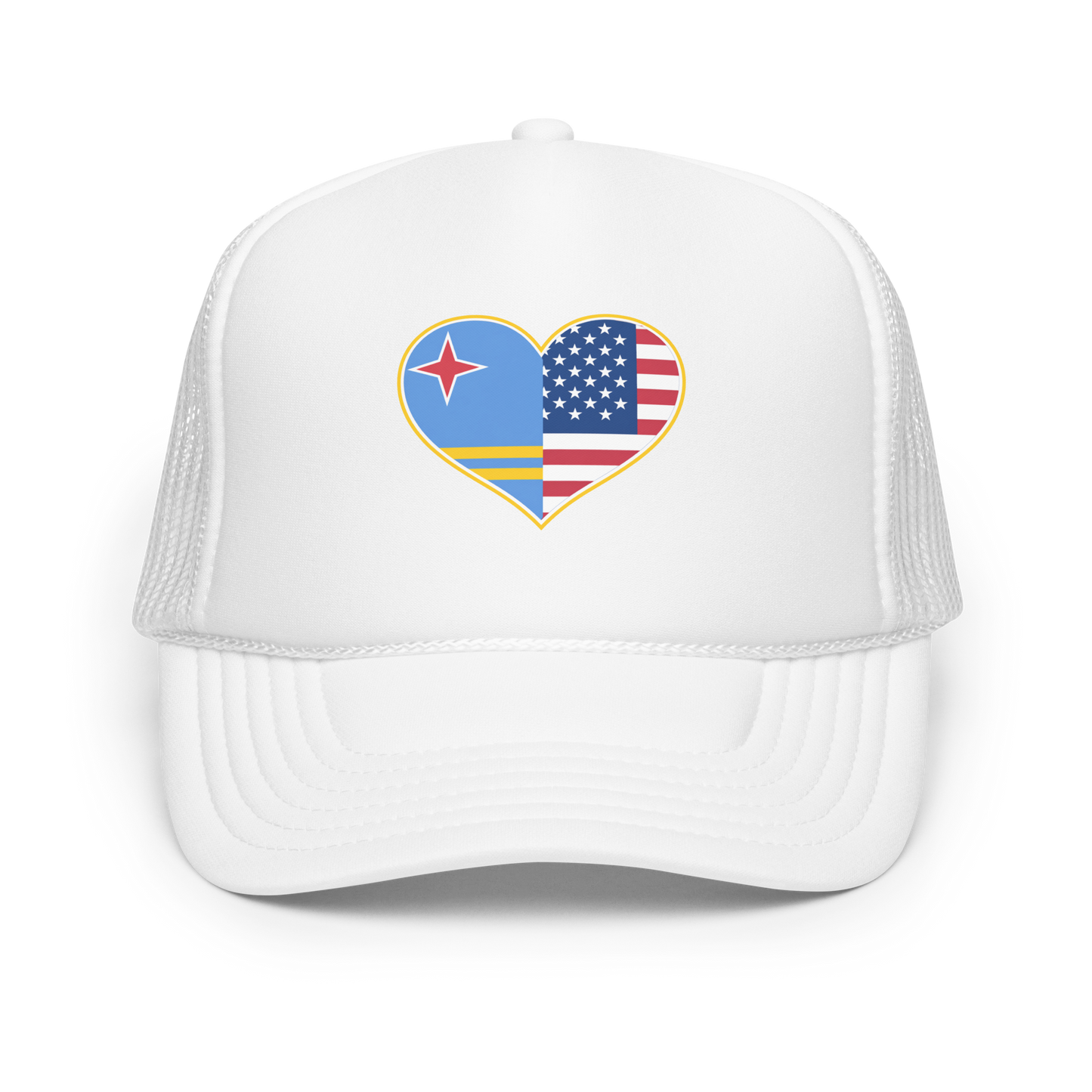 Aruba + USA Flag Foam Trucker Hat
