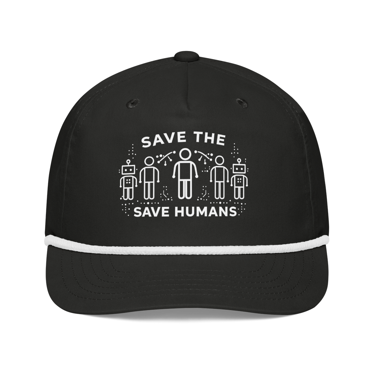 Save The Humans AI Rope Hat Black/White | 222 Threads