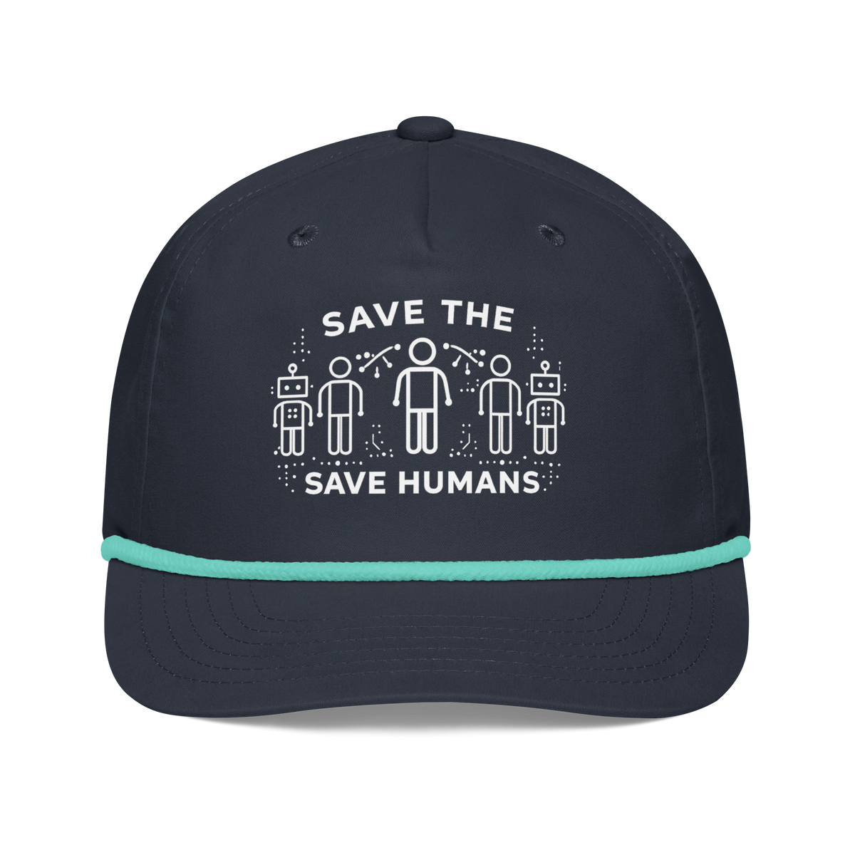 Save The Humans AI Rope Hat Navy/Mint | 222 Threads