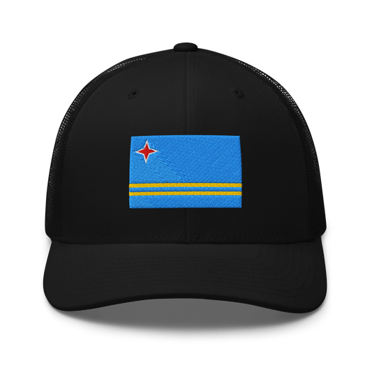 Aruba Flag Trucker Hat Black | 222 Threads