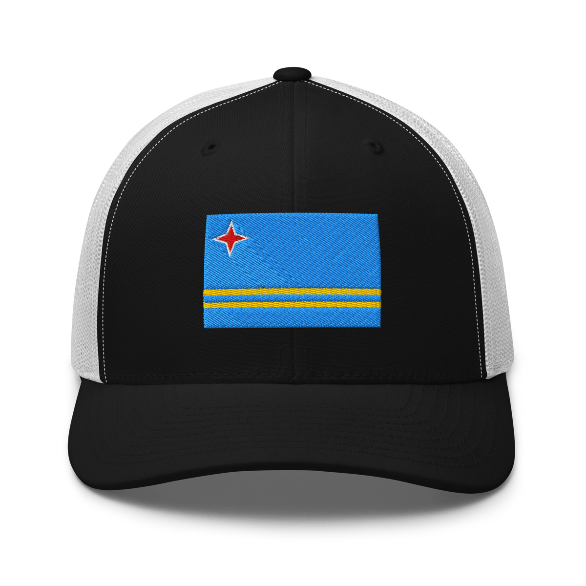 Aruba Flag Trucker Hat Black/ White | 222 Threads