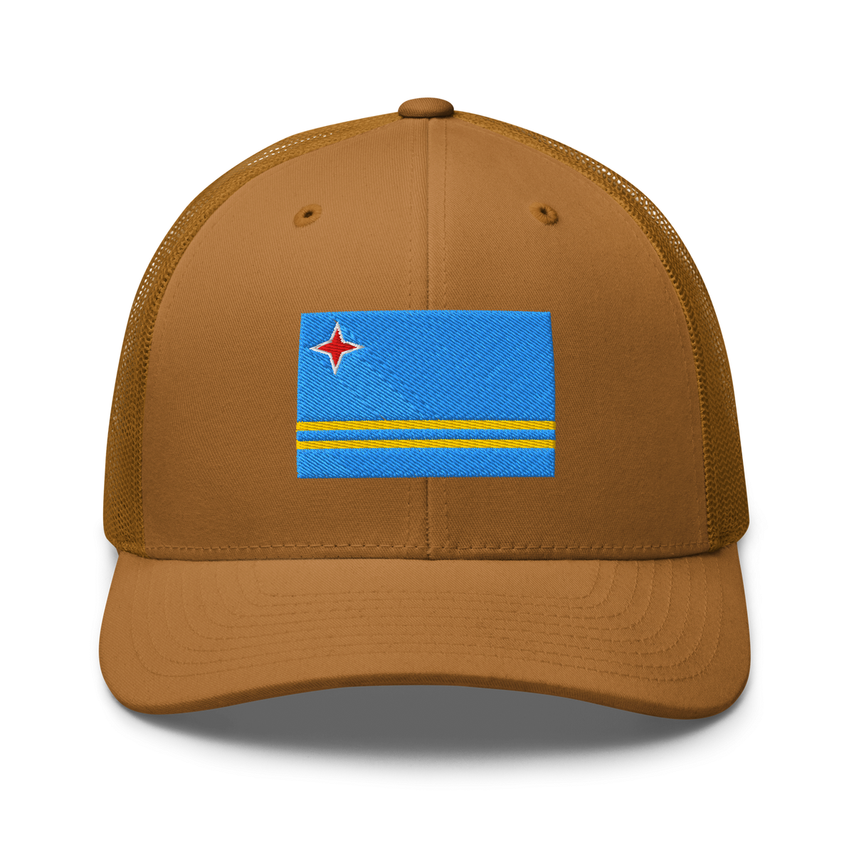 Aruba Flag Trucker Hat Caramel | 222 Threads