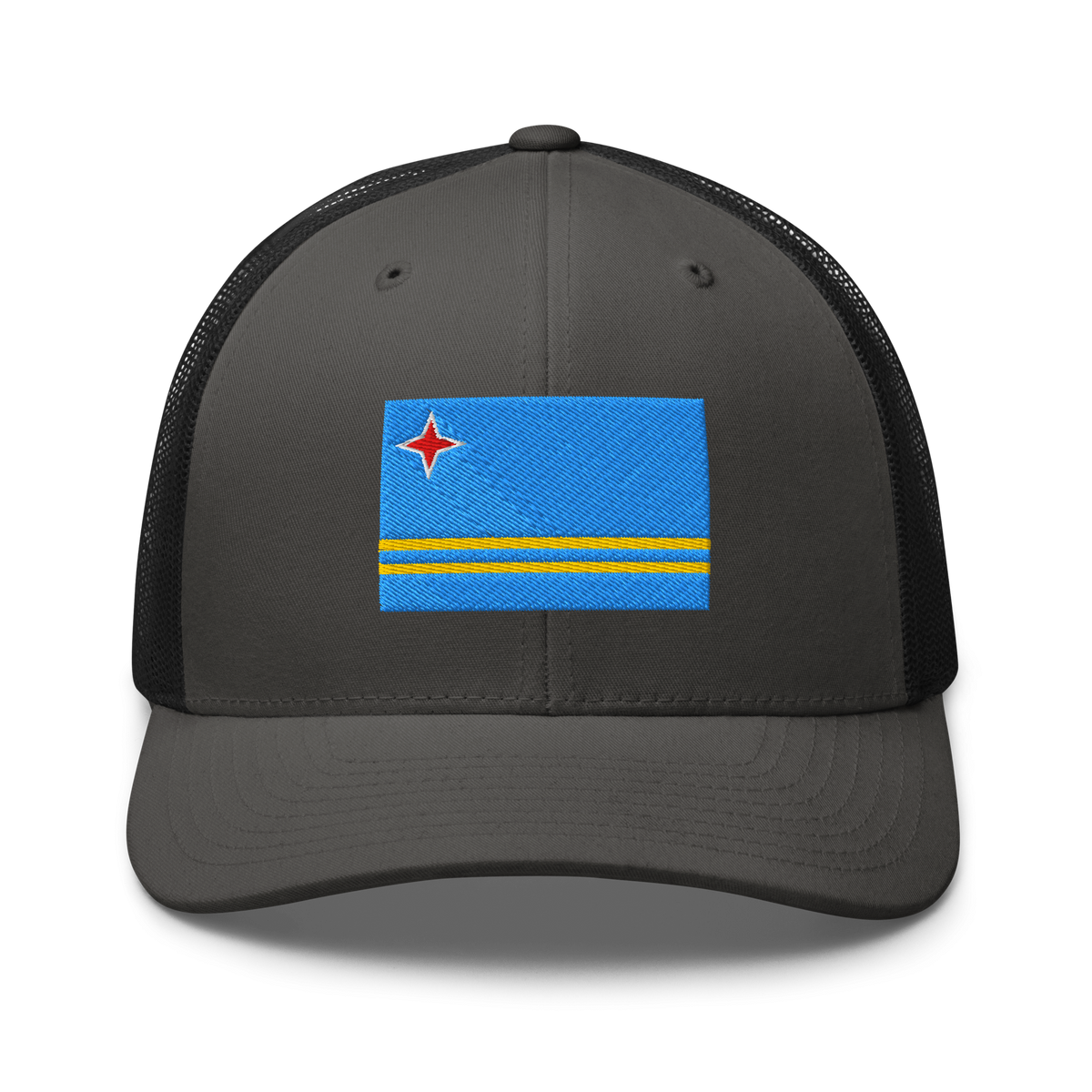 Aruba Flag Trucker Hat Charcoal/ Black | 222 Threads