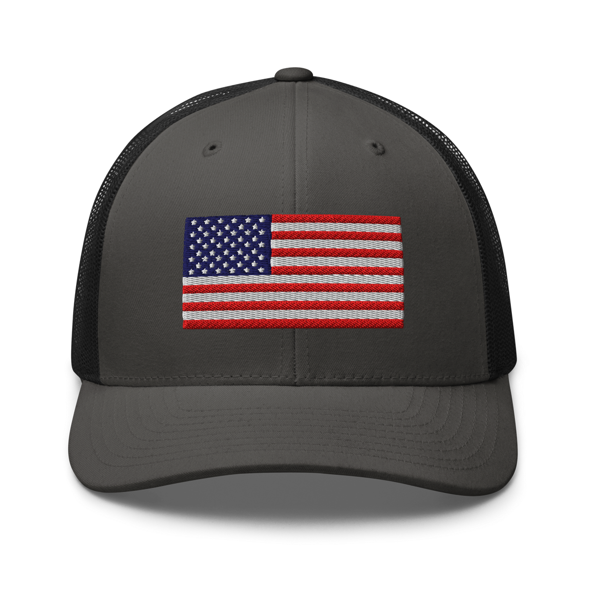 USA Flag Trucker Cap Charcoal/ Black | 222 Threads
