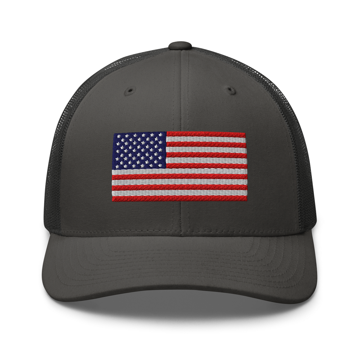 USA Flag Trucker Cap Charcoal | 222 Threads