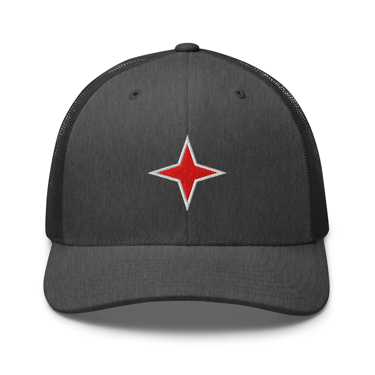 Aruba Red Star Trucker Hat Dark Heather Gray | 222 Threads