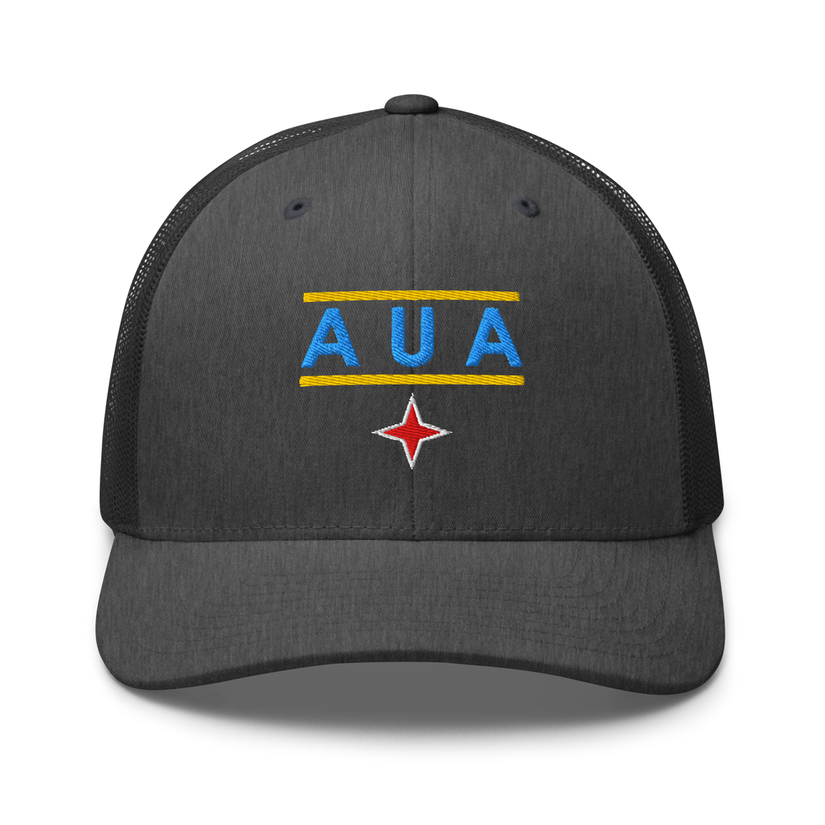 Aruba AUA Trucker Hat Dark Heather Gray | 222 Threads