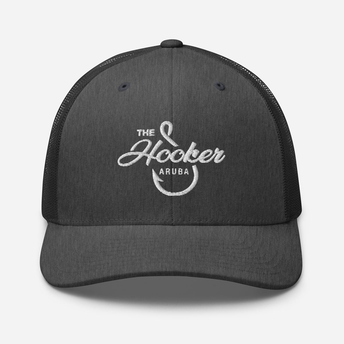 The Hooker Charters Aruba Trucker Cap Dark Heather Gray | 222 Threads