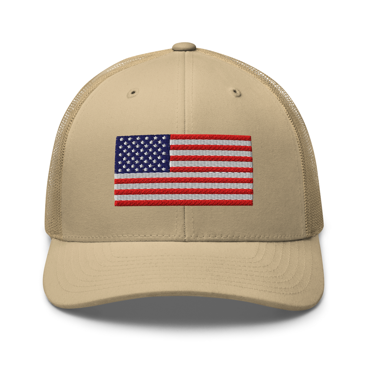 USA Flag Trucker Cap Khaki | 222 Threads
