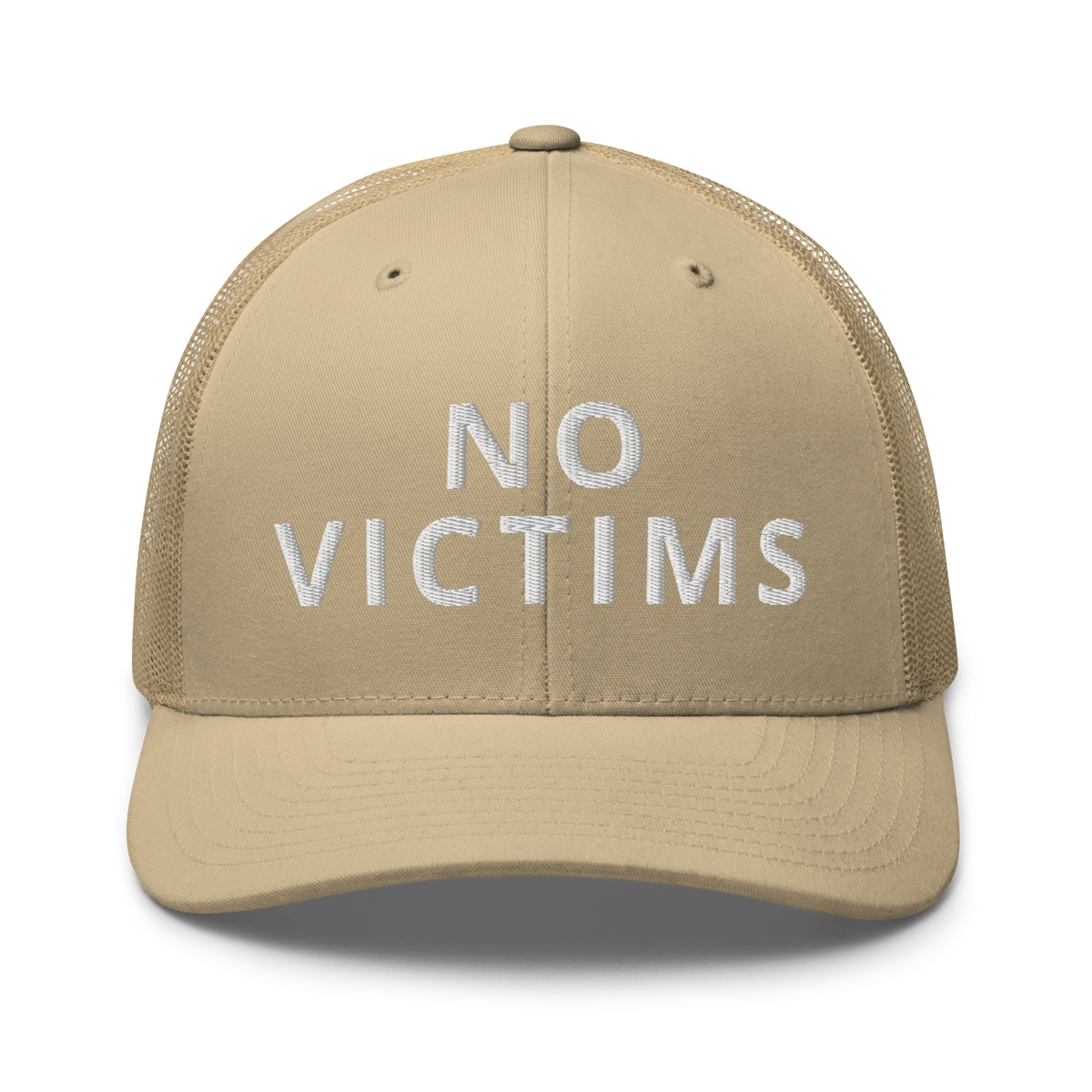 NO VICTIMS Trucker Hat Khaki | 222 Threads