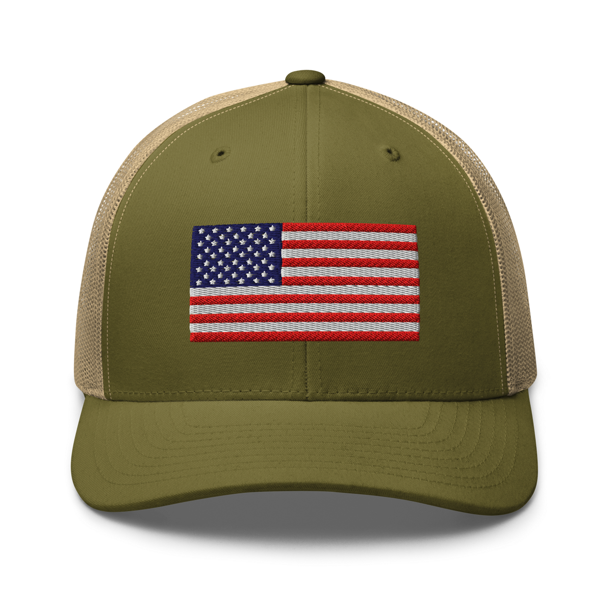 USA Flag Trucker Cap Moss/ Khaki | 222 Threads