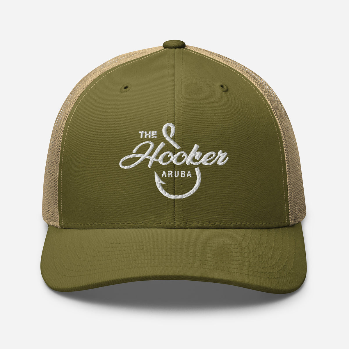The Hooker Charters Aruba Trucker Cap Moss/ Khaki | 222 Threads
