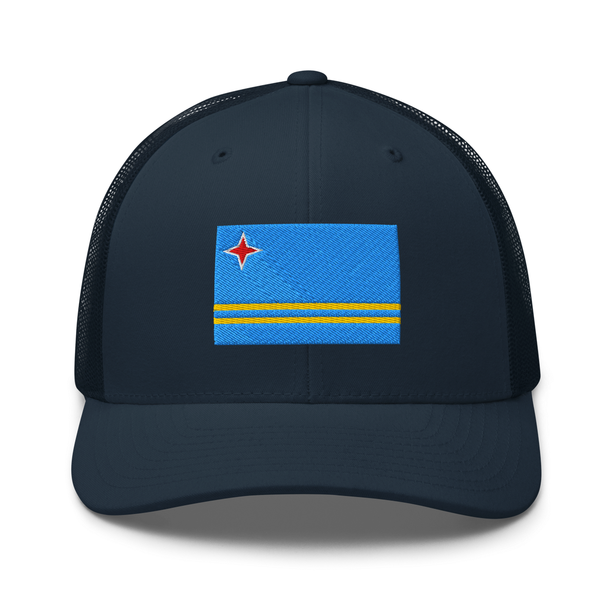 Aruba Flag Trucker Hat Navy | 222 Threads