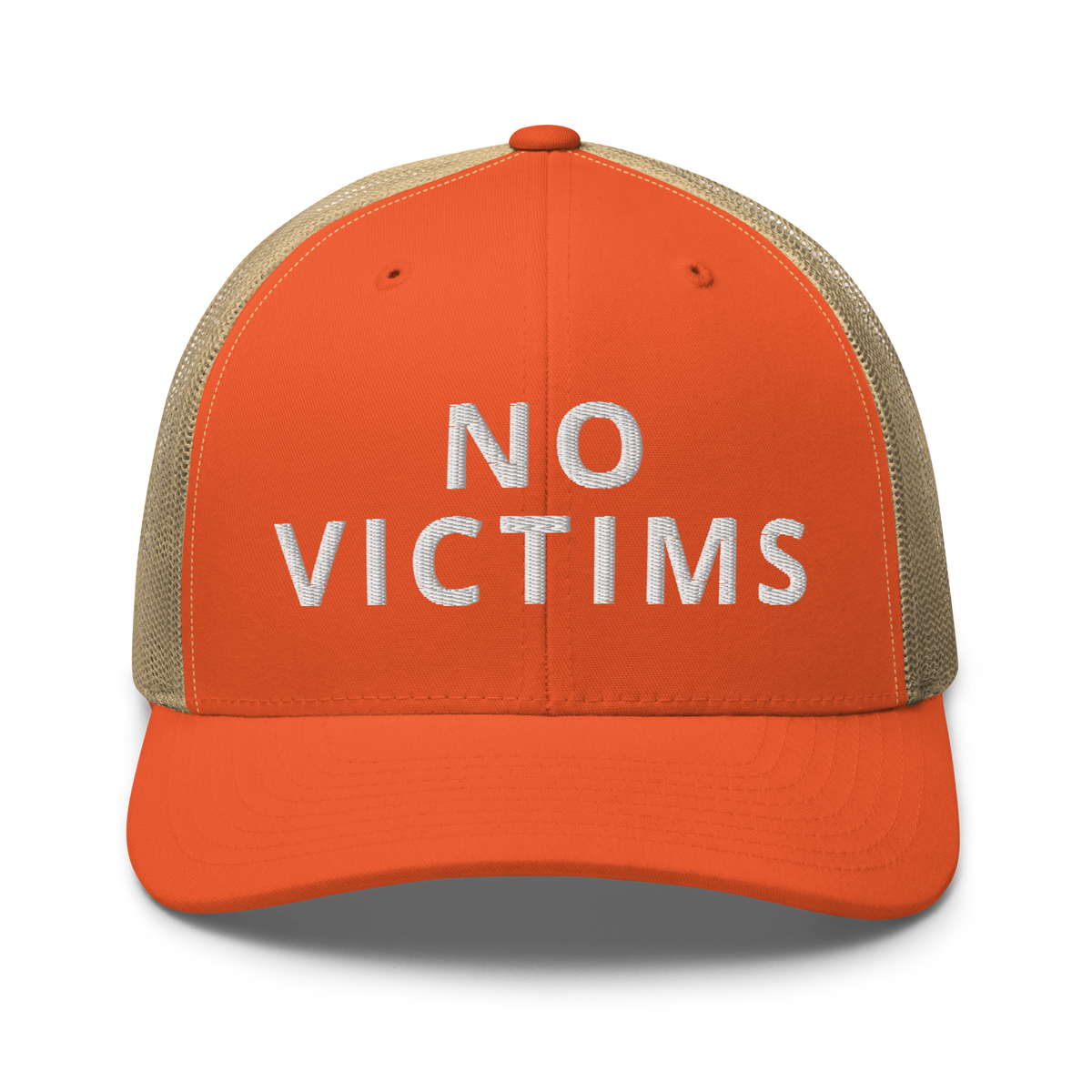 NO VICTIMS Trucker Hat Rustic Orange/ Khaki | 222 Threads