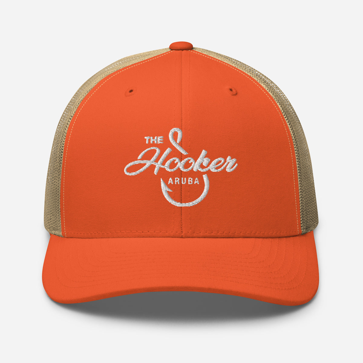 The Hooker Charters Aruba Trucker Cap Rustic Orange/ Khaki | 222 Threads