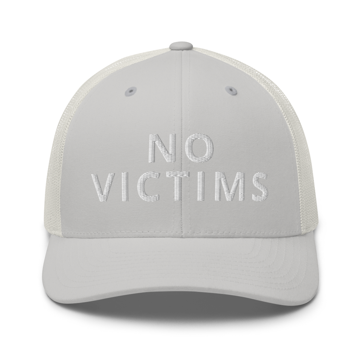 NO VICTIMS Trucker Hat Silver | 222 Threads