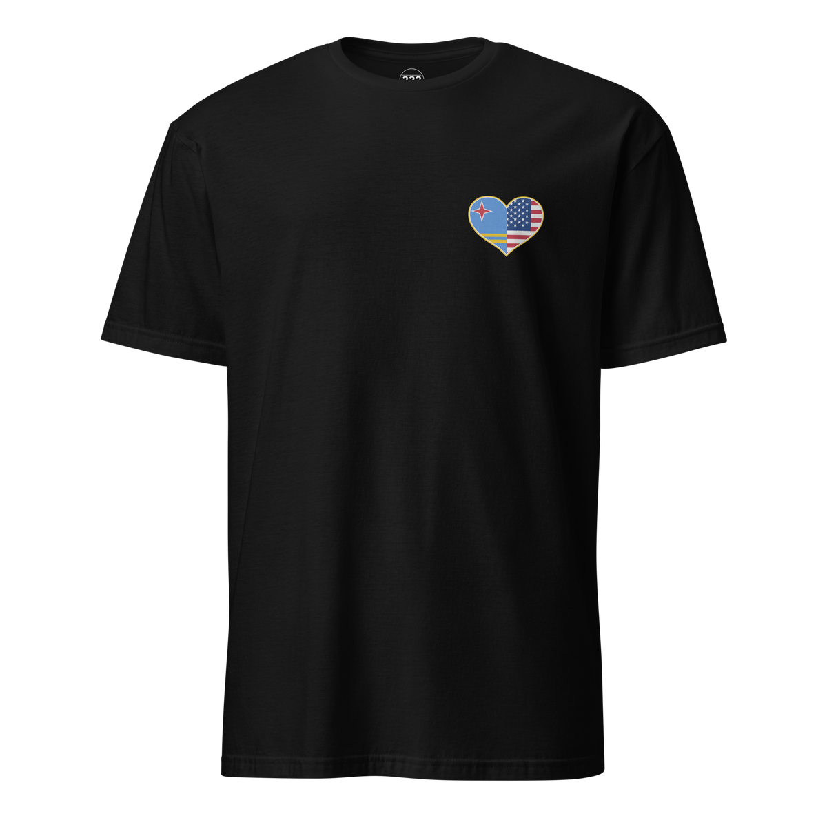 Aruba And USA Heart Logo T-Shirt Black | 222 Threads