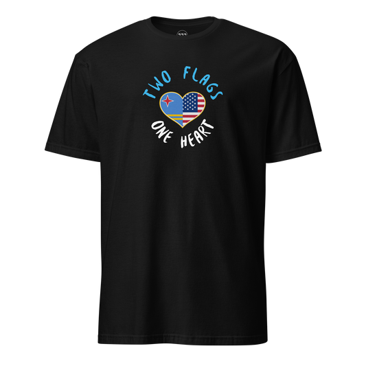 Two Flags One Heart Aruba USA T-Shirt Black | 222 Threads